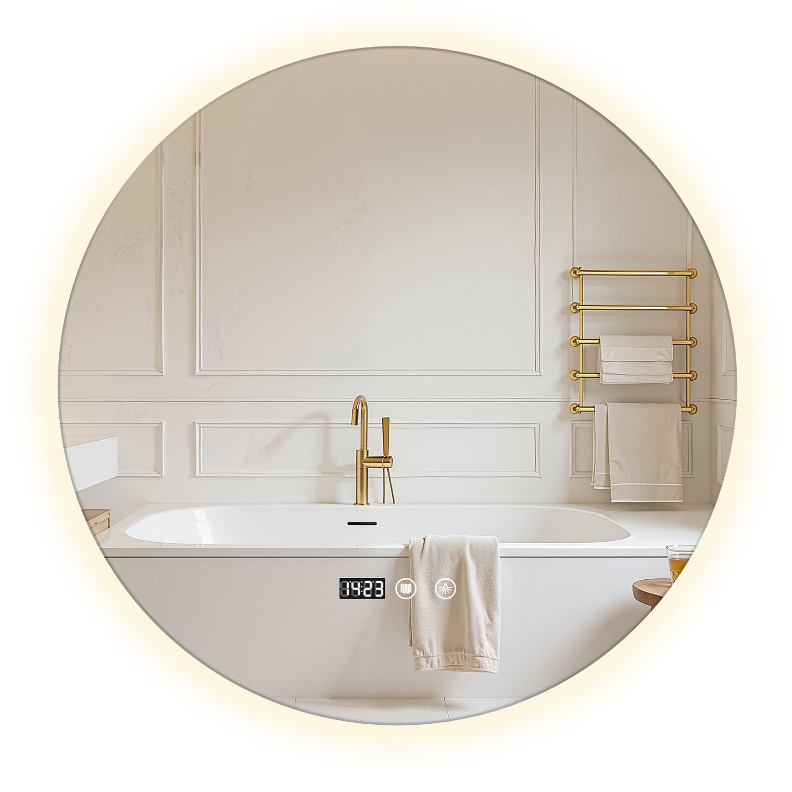 Queroig Round Backlit Bathroom Mirror with Lights, Circle LED Mirror ...
