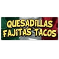thumbnail image 1 of Quesadillas Fajitas Tacos | 48" X 120" Banner | Outdoor Vinyl Sign With Grommets | Mexican Food Restaurant Advertising Displays | Made in The USA, 1 of 4