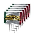 thumbnail image 1 of Quesadillas Fajitas Tacos 5 Pack Of 18" x 24" Yard Sign & Stake | Advertise Your Business | Stake Included Image On Front Only | Made in The USA, 1 of 3