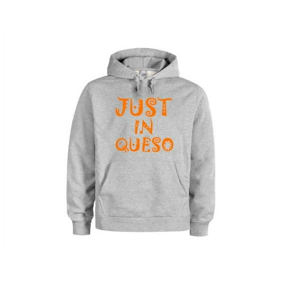 Queso Lover, Just In Queso, Gift For Queso Lovers, Funny Hoodies, Unisex Hoodie, Mexican Food, Gift For Her, Dad Gift, Fashion, Humor, Tacos, Grey (Orange Text), LARGE