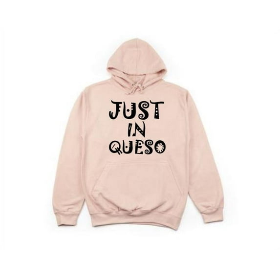 Queso Lover, Just In Queso, Gift For Queso Lovers, Funny Hoodies, Unisex Hoodie, Mexican Food, Gift For Her, Dad Gift, Fashion, Humor, Tacos, Peach (Black Text), MEDIUM