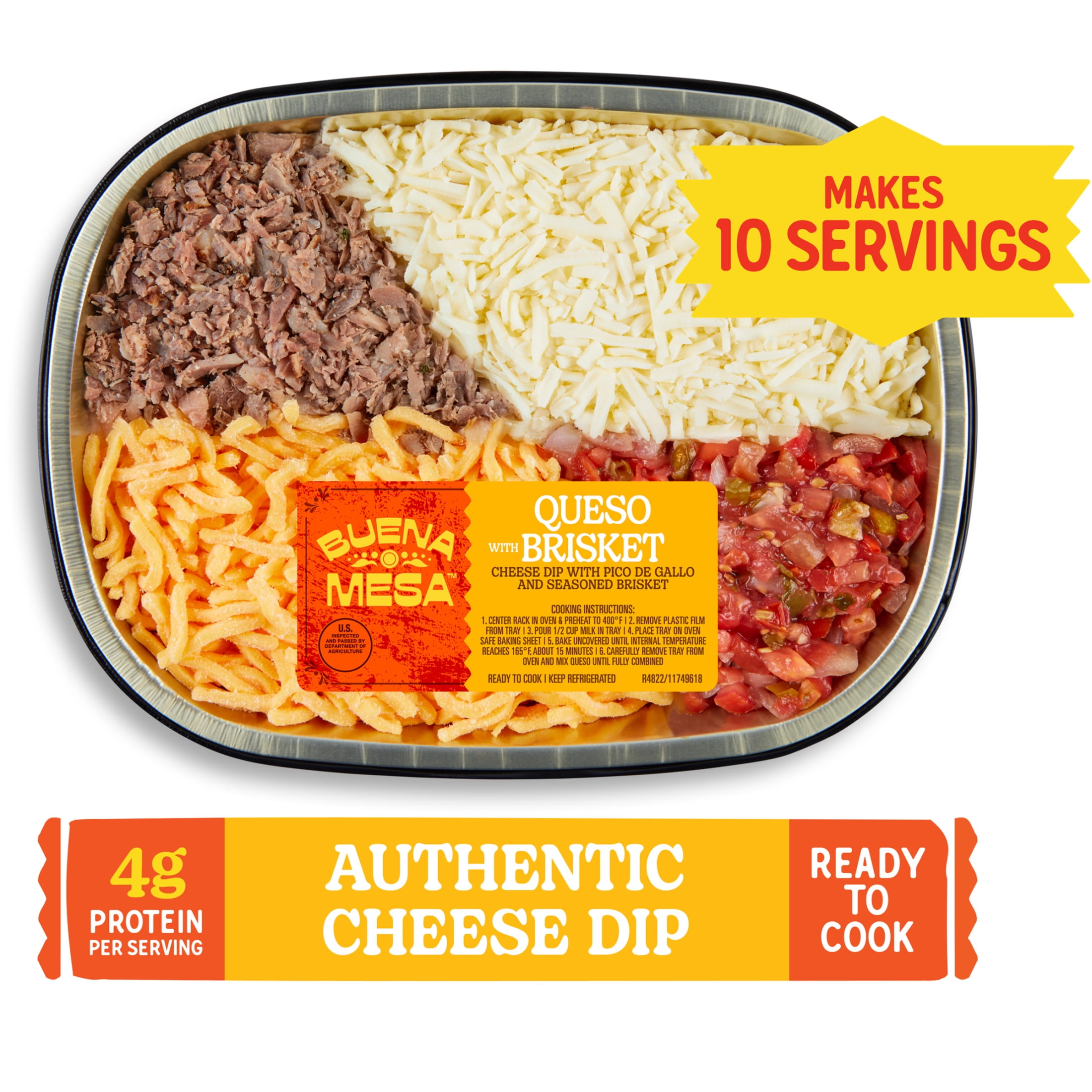Buena Mesa Queso with Brisket and Pico De Gallo, Cheese Dip, Ready to Cook, 0.48 - 0.65 lb