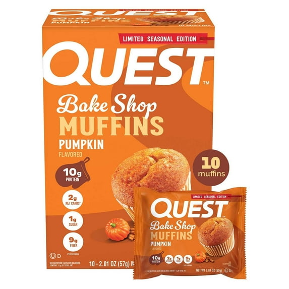 Quest Bake Shop 10g Protein Muffins, Pumpkin, 2.01 oz., 10 pk.