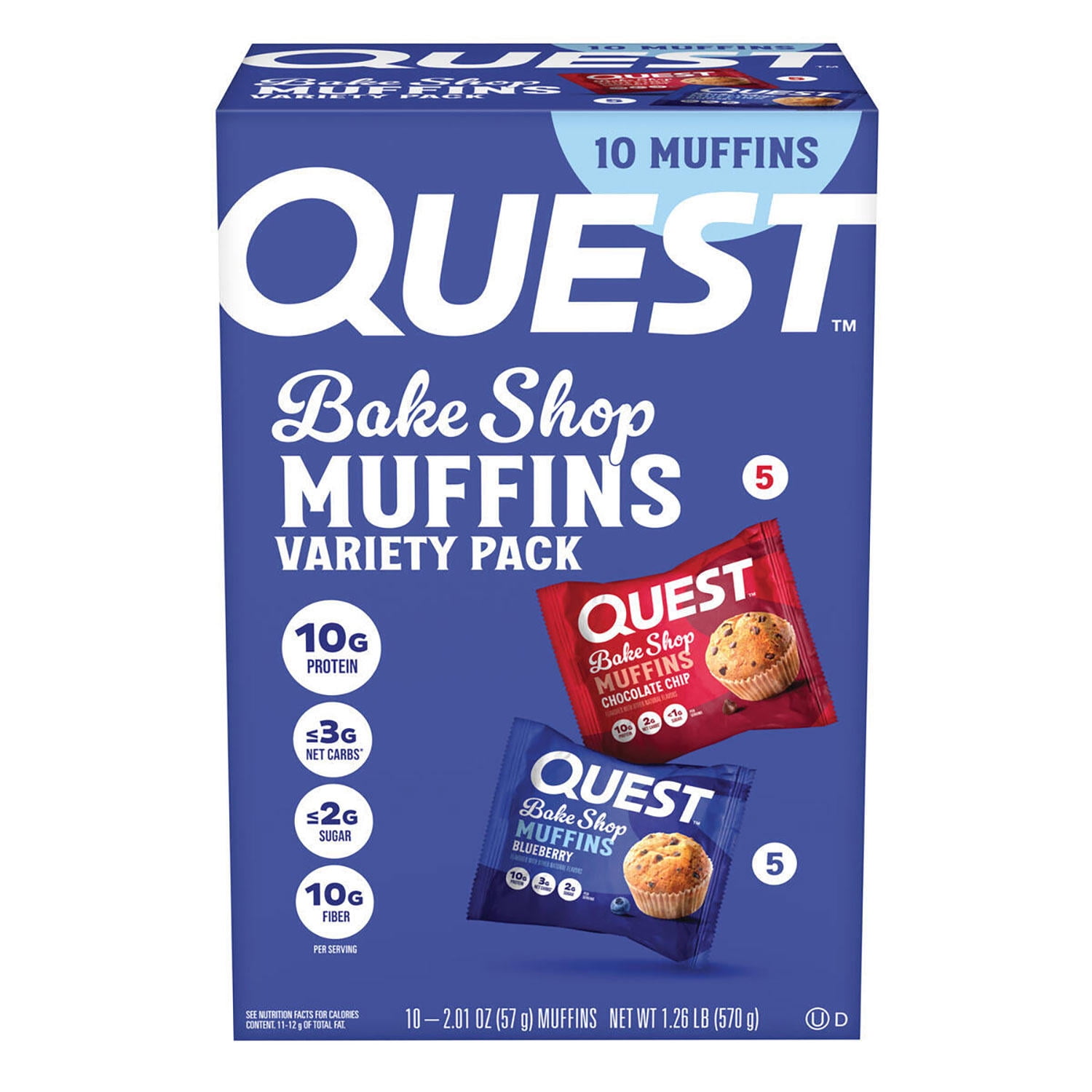 Quest Bake Shop 10g Protein Muffins, Variety Pack, 10 ct.