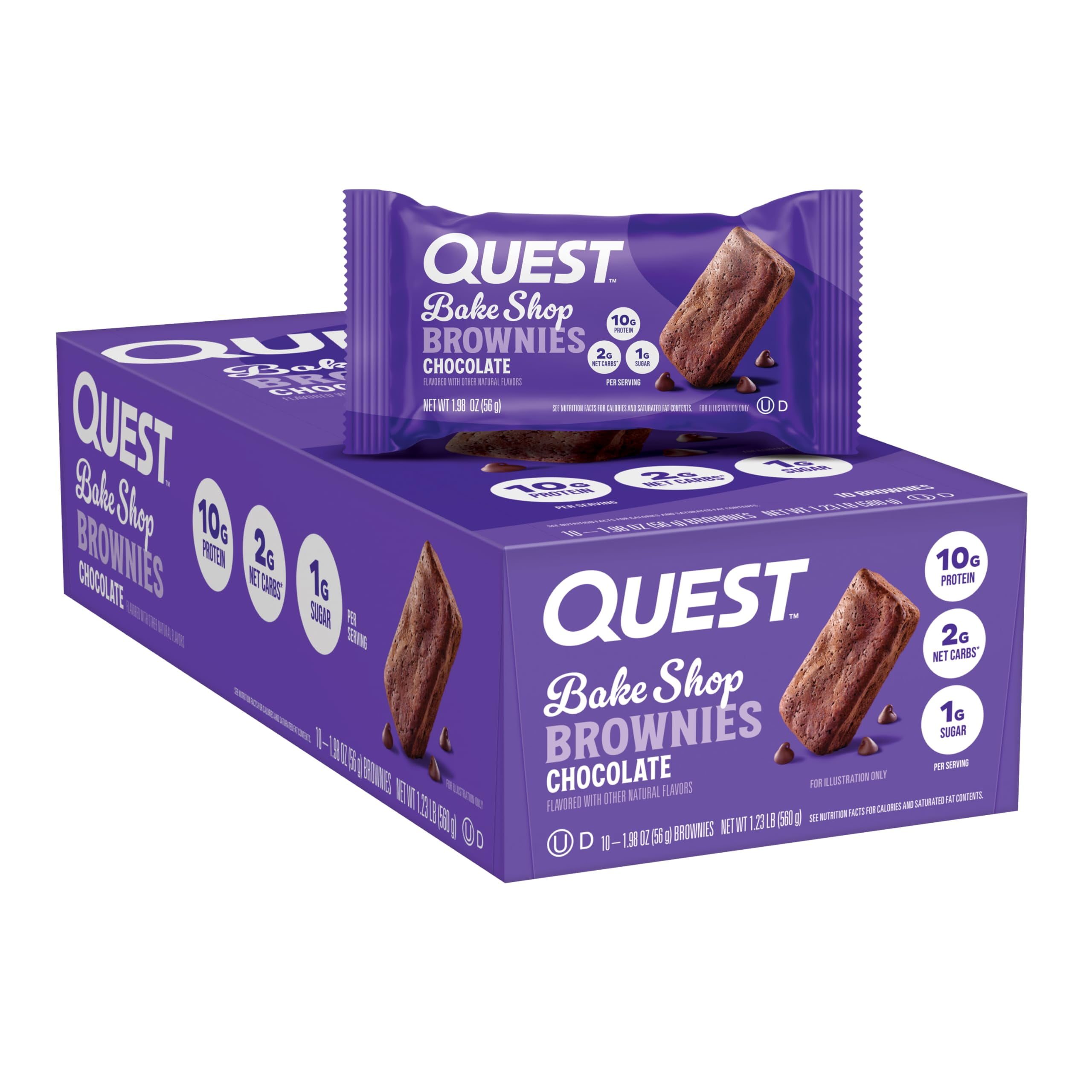 Quest Bake Shop, Chocolate Brownies, 10G Protein, 2G Net Carbs, 1G Sugar, 10 Count