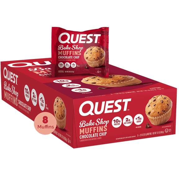 Quest Bake Shop Chocolate Chip Protein Muffins 8-Count Box (2.01oz Each)