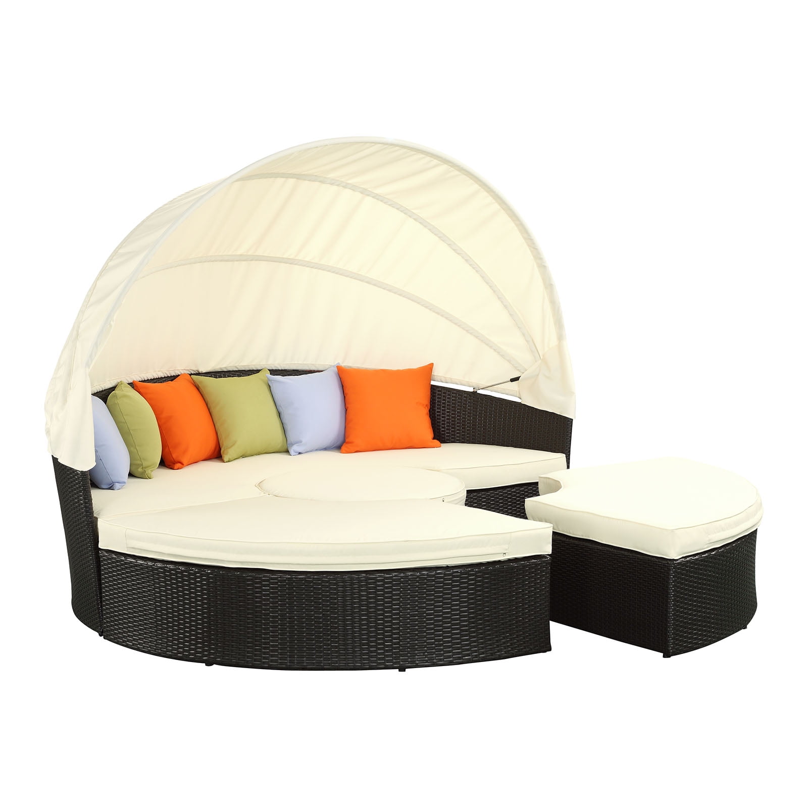 Modway Quest Canopy Outdoor Patio Daybed in Espresso White