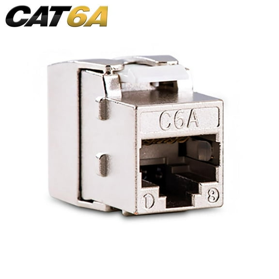 Quest Cat6A Shielded 180 Degree Tooless Keystone Jack, PoE++, Silver