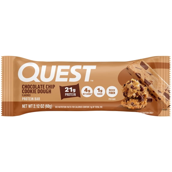 Quest Nutrition Original 21g Protein Bar, Chocolate Chip Cookie Dough Flavor, Single, 1 Count