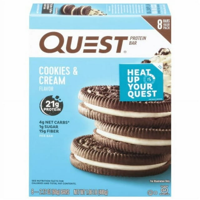 Quest Cookies & Cream Protein Bars - 2.12 oz - 8 ct