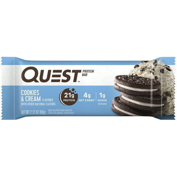 Quest Nutrition Original 21g Protein Bar, Cookies & Cream Flavor, Single, 1 Count