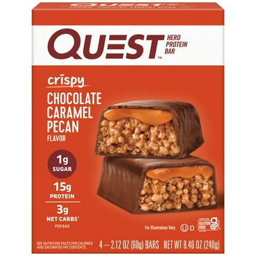 Quest Crispy Protein Bar, 15g Protein, Chocolate Caramel Pecan Flavored, Gluten Free, 4 Count