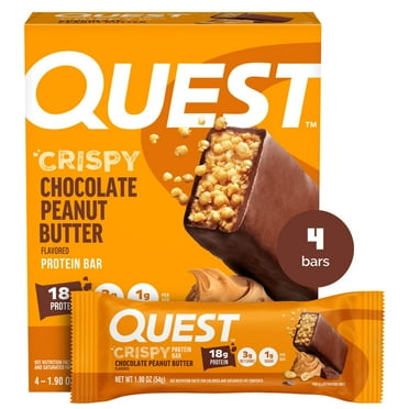 Quest Crispy Protein Bar, Chocolate Peanut Butter, 18g Protein, Gluten Free, 4 Count