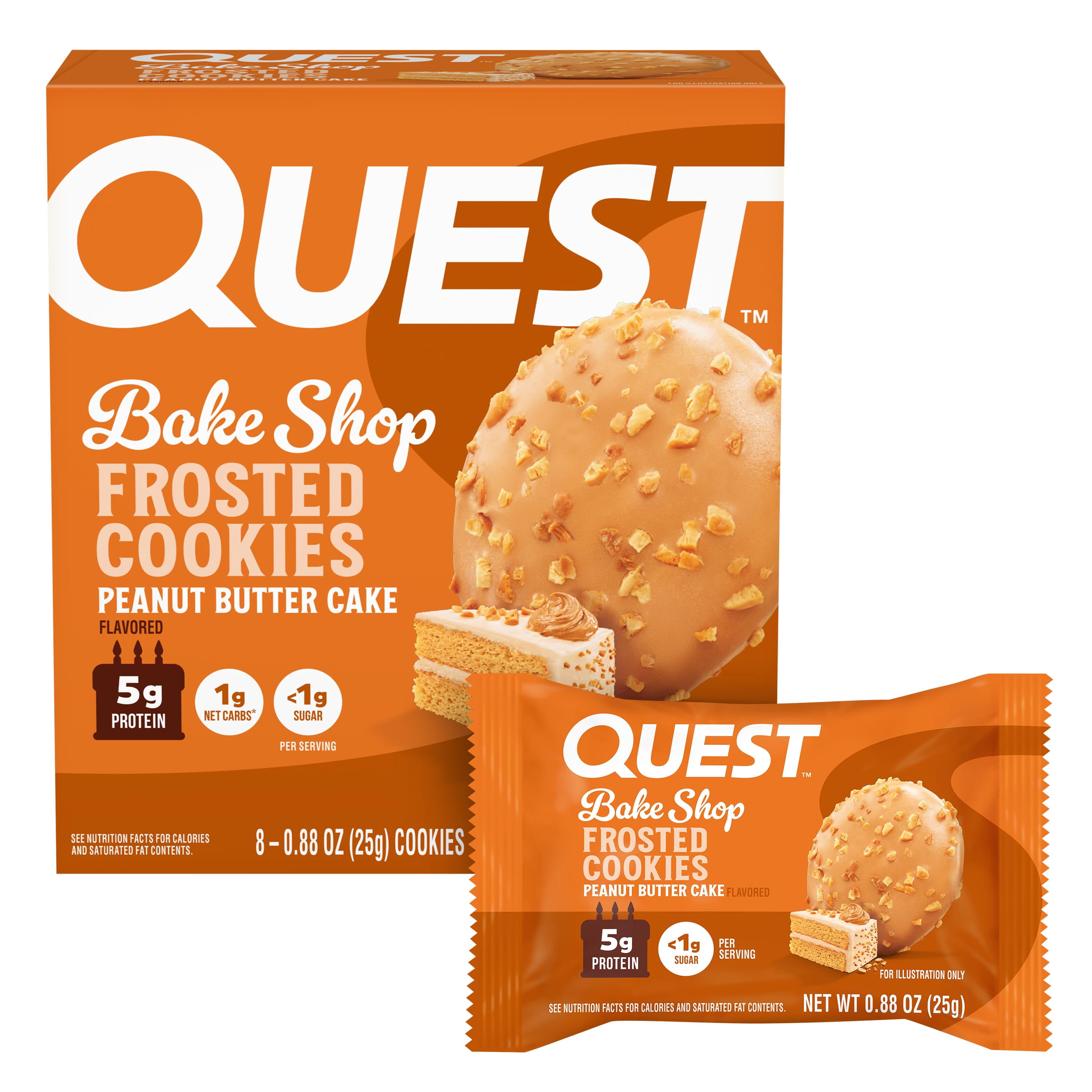 Quest Frosted Protein Cookies, Peanut Butter Cake Flavor, 5g of Protein, 8 Count