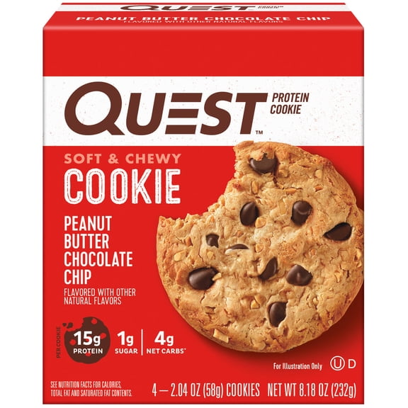 Quest Protein Cookies, High Protein, Peanut Butter Chocolate Chip, 4 Ct