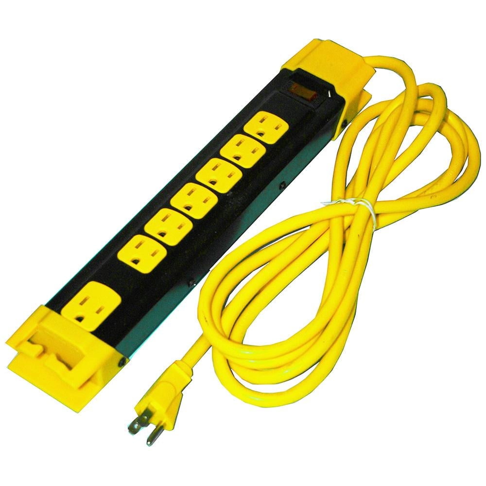 Quest Heavy Duty Surge Strip, 7-Outlets + 12Ft. Cord, Black/Yellow, ETL Quest Technology