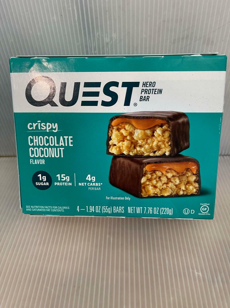 Quest Hero Protein Bar Crispy Chocolate Coconut Flavor 4 Bars