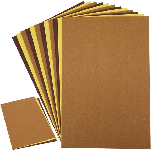 21Pcs Felt Fabric Sheets 12 x 8 inch 2.3mm Thick Non Woven Felt Sheets Yellow Brown Coffee Patchwork Sewing Felt Fabric Rectangle 3 Colors for DIY Sewing Crafts Handicraft Projects