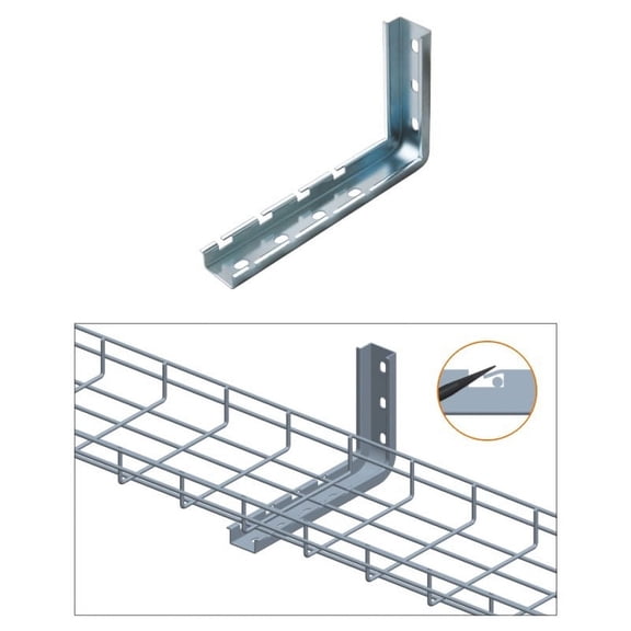 Quest Manufacturing CT0025-06-03 6" L-Shaped Cable Tray Wall Bracket, Zinc, Silver, 1 Piece