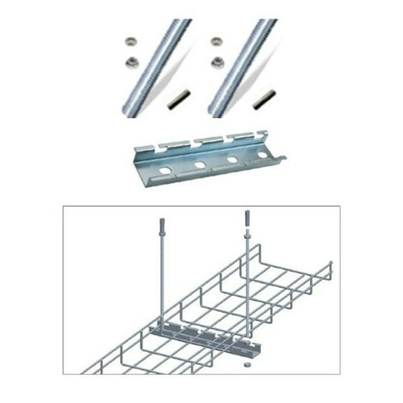 Quest Manufacturing Co. Cable Tray Ceiling Hanging Bar Kit, 6" Zinc with (2) Anchors