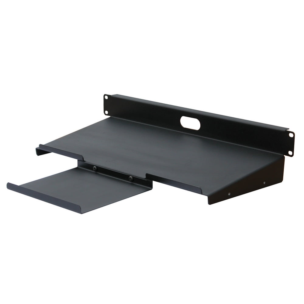 Quest Manufacturing, Keyboard Shelf With Reversible Mouse Tray, 1U, 19" x 8"D, Black