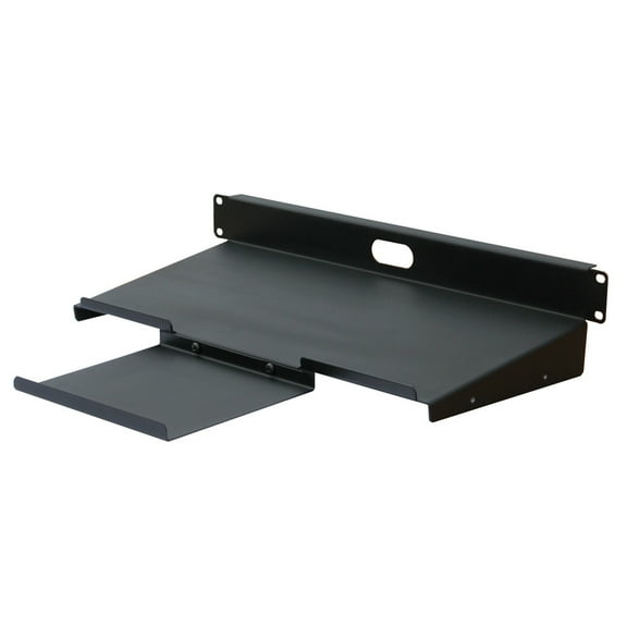 Quest Manufacturing, Keyboard Shelf With Reversible Mouse Tray, 1U, 19" x 8"D, Black