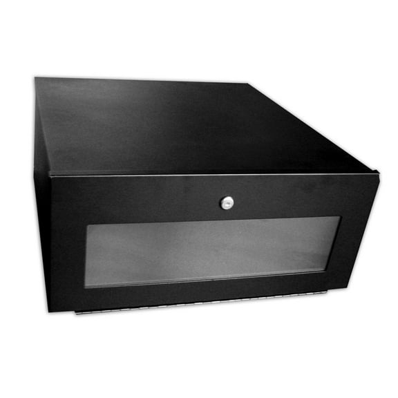 Quest Manufacturing Security Enclosure with Plexiglass Door, 20"W x 21"D x 9"H, Black, 1 Count