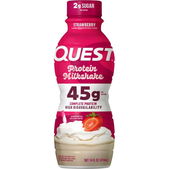 Quest Nutrition, 45g High Protein Strawberry Milkshake 14oz Ready to Drink, 1 Count