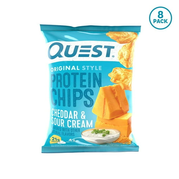 Quest Nutrition Cheddar & Sour Cream Protein Chips, Low Carb, Gluten Free, Potato Free, Baked, 8 Count
