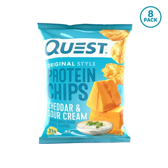 Quest Nutrition Cheddar & Sour Cream Protein Chips, Low Carb, Gluten Free, Potato Free, Baked, 8