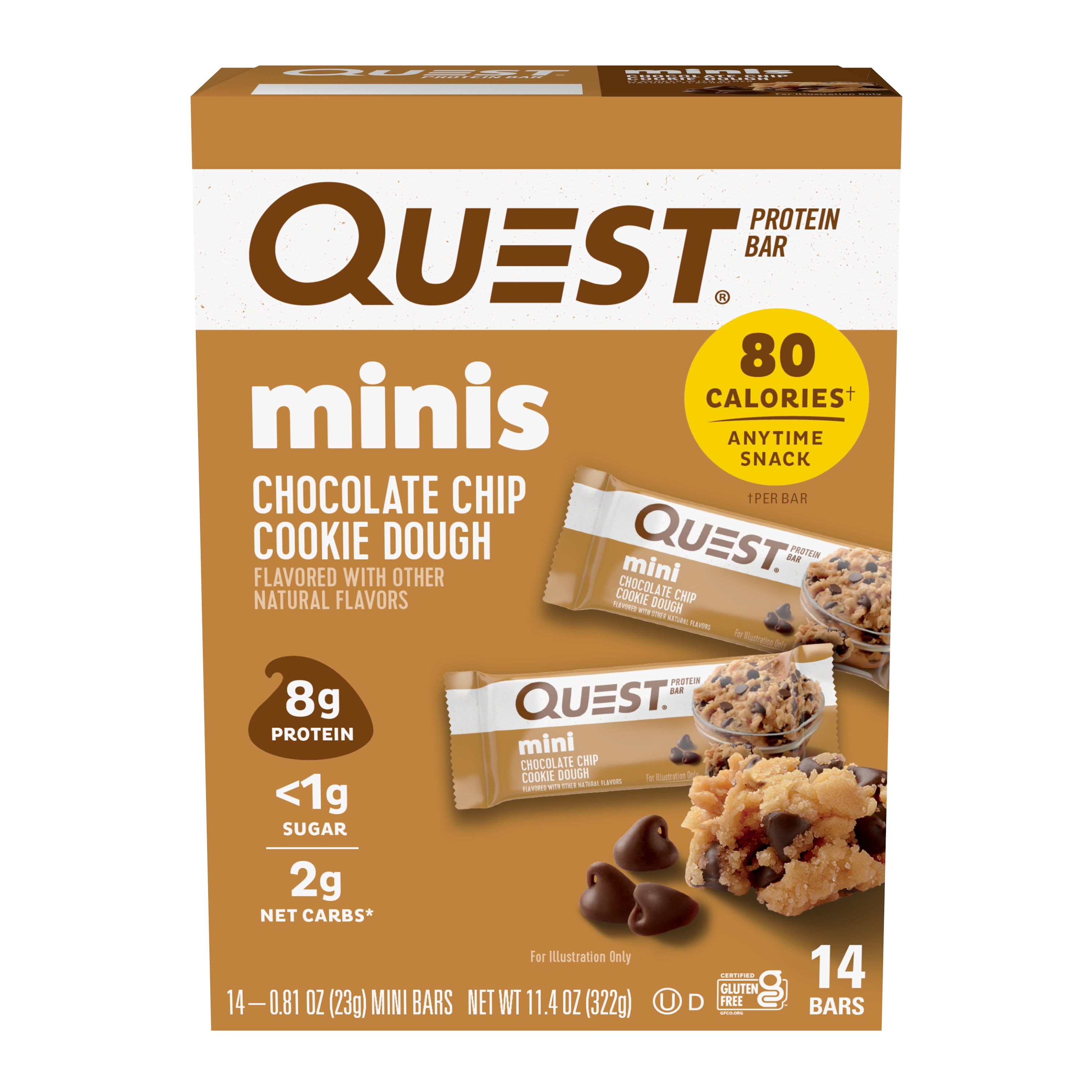 Quest Nutrition, Mini Protein Bars, Low Carb, Chocolate Chip