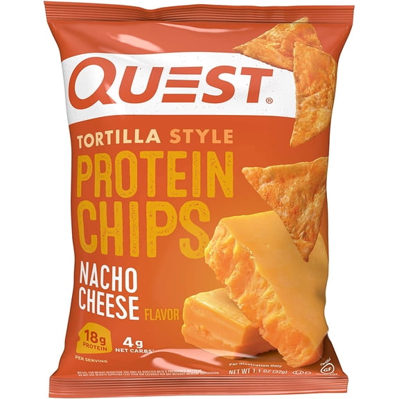 Quest Nutrition Tortilla Style Protein Chips, Low Carb, Nacho Cheese 1.1 Ounce (Pack of 12)