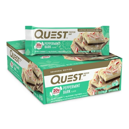 Quest Nutrition Protein Bar, 21g of Protein, Limited Edition, Peppermint Bark, 12 Count