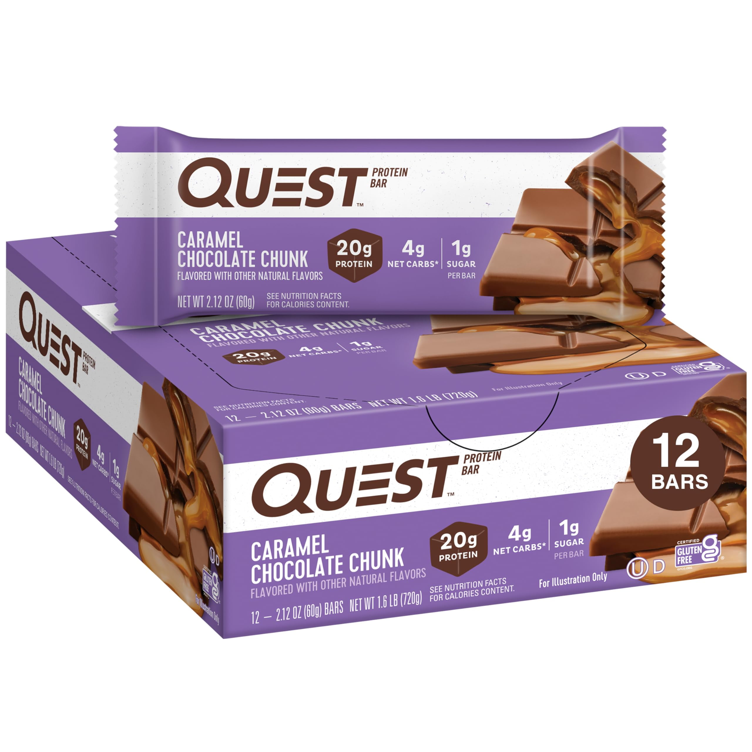 Quest Nutrition - Protein Bar, Caramel Chocolate Chunk - Single Bar (60 g) Each