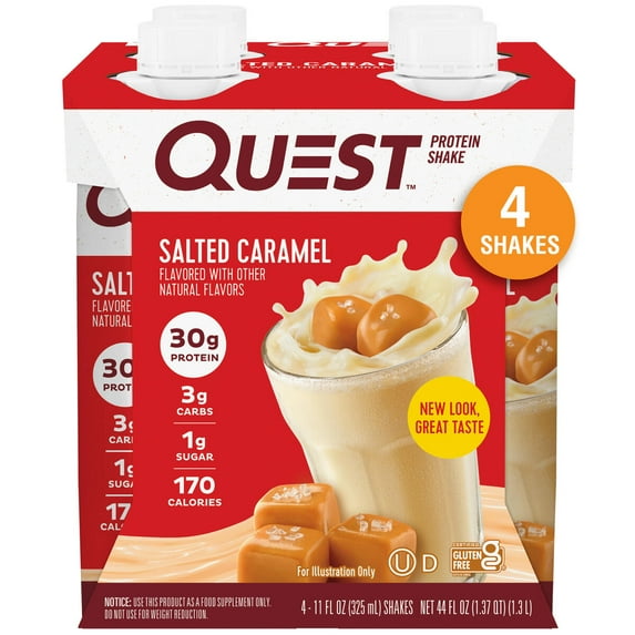Quest Nutrition Protein Shake, 30g High Protein, Salted Caramel, Gluten Free, 4 Count
