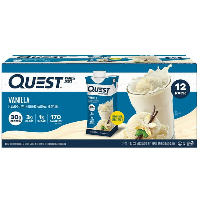 Quest Nutrition Vanilla Protein Shake, 12 Count, 30g Protein, Low Carb