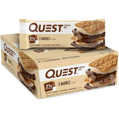 Quest Nutrition S'mores Protein Bar, High Protein, Low Carb, Gluten Free, Keto Friendly, 12 Count