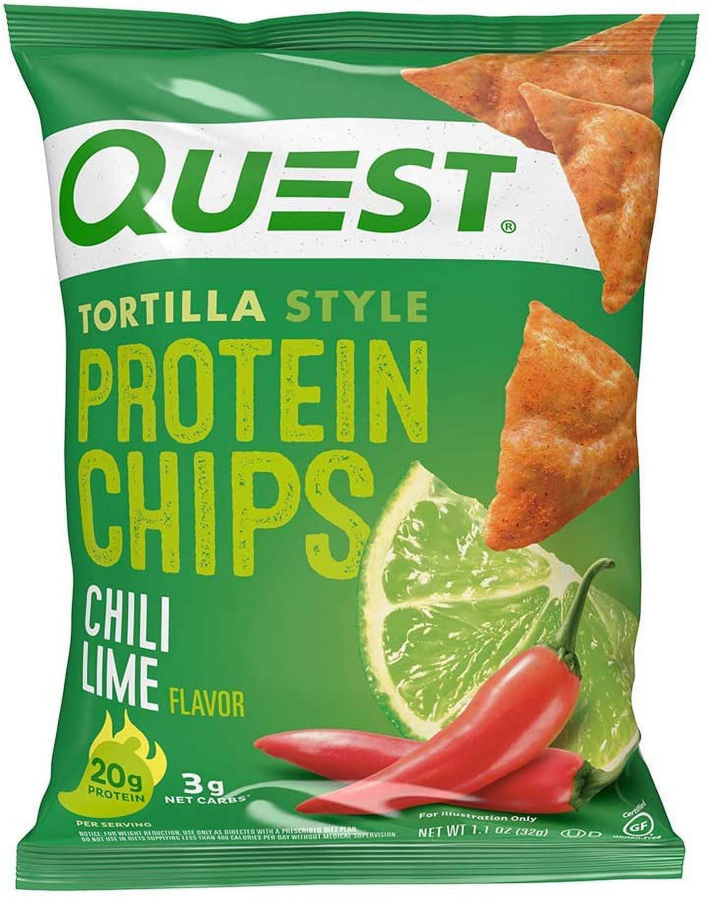 Quest Nutrition Tortilla Style Protein Chips, Chili Lime (12 Count)