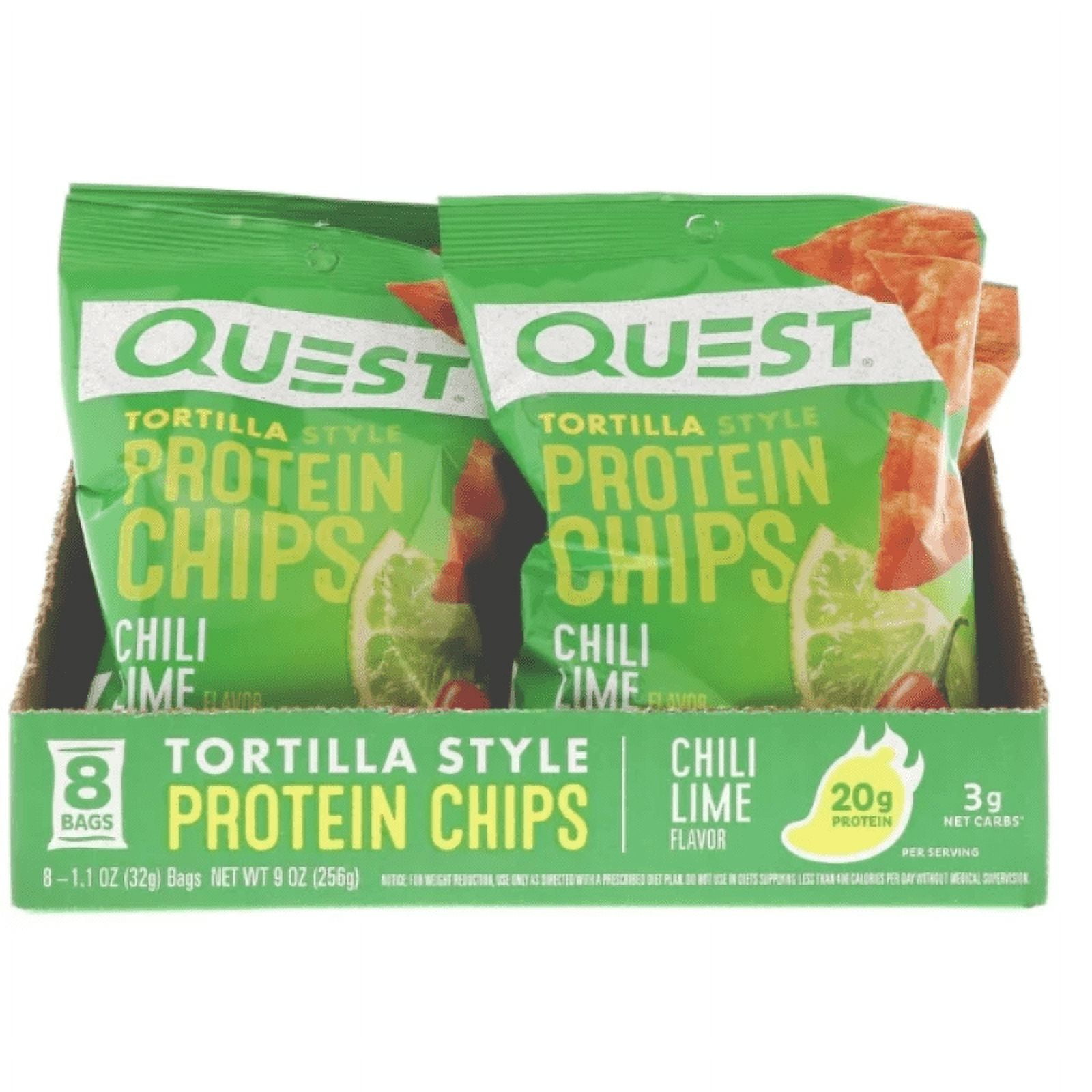 Quest Nutrition Tortilla Style Protein Chips, Chili Lime, 8 Bags 1.1 oz (32 g) Each