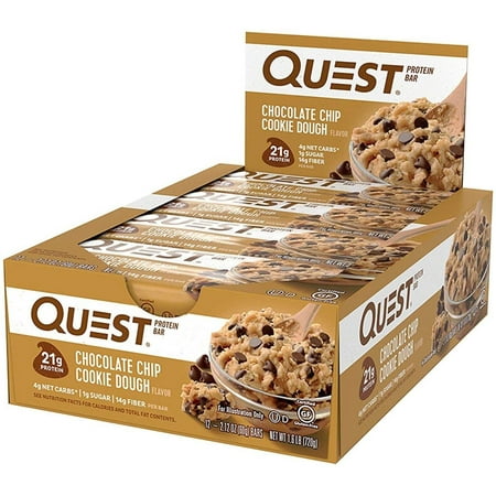 Quest Nutritional 21g Protein Bars, Chocolate Chip Cookie Dough, 2.12oz (Pack of 12)