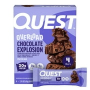 Quest Overload 20g Protein Bar, Chocolate Explosion Flavor, High Protein, Low Sugar, 4 Count