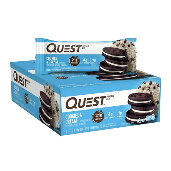 Quest Protein Bar, Cookies & Cream, 21g Protein, 12Ct