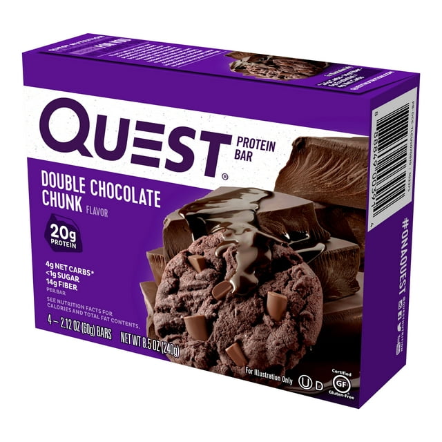 Quest Protein Bar, Double Chocolate Chunk, 20g Protein, 4 Ct