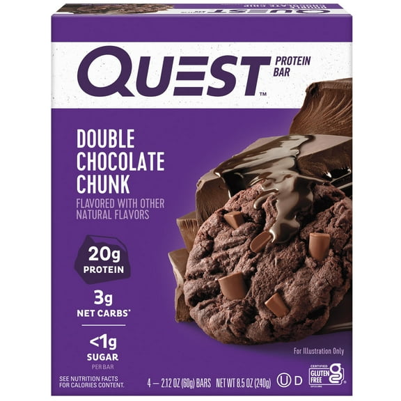 Quest Protein Bar, Double Chocolate Chunk, 20g Protein, 4 Ct