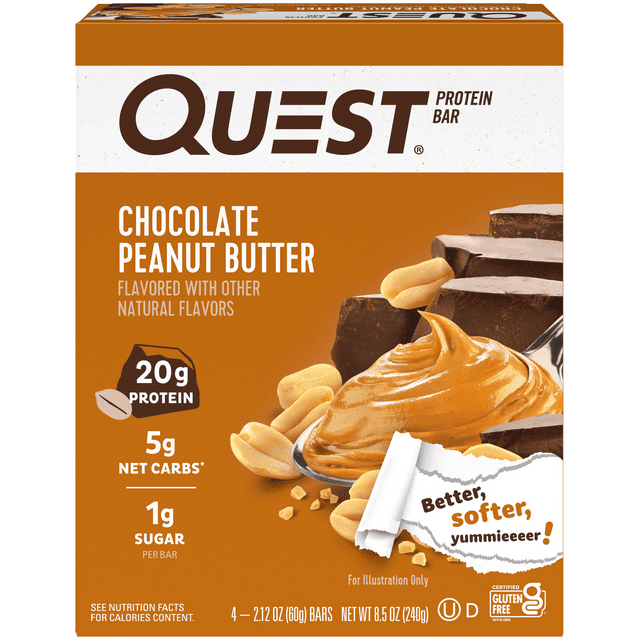 (3 pack) Quest Protein Bar, Gluten Free, Low Carb Chocolate Peanut