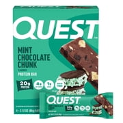 Quest Protein Bar, Low Carb, Gluten-Free, Mint Chocolate Chunk, 20g Protein, 4 Count