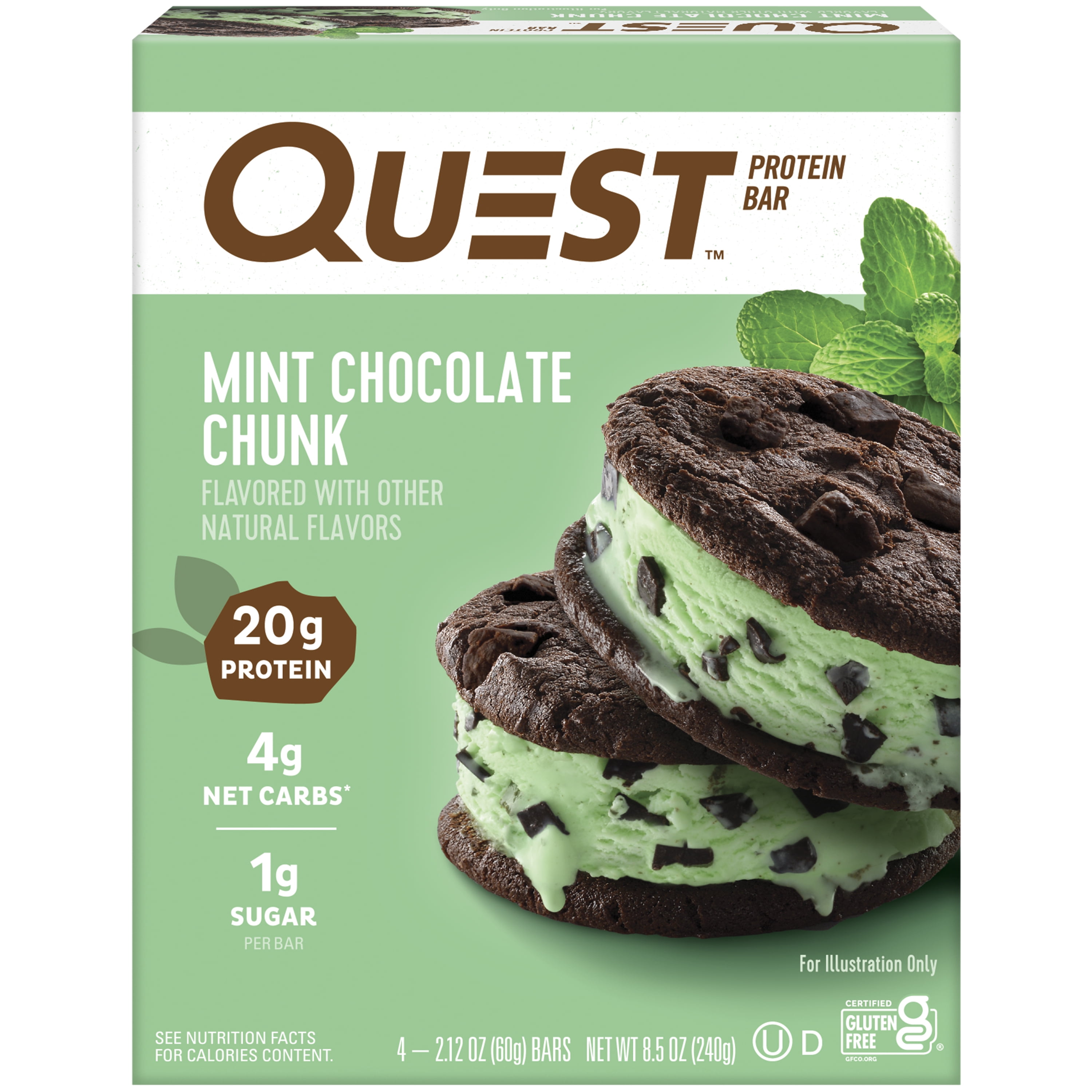 Quest Protein Bar, Low Carb, GlutenFree, Mint Chocolate Chunk, 20g