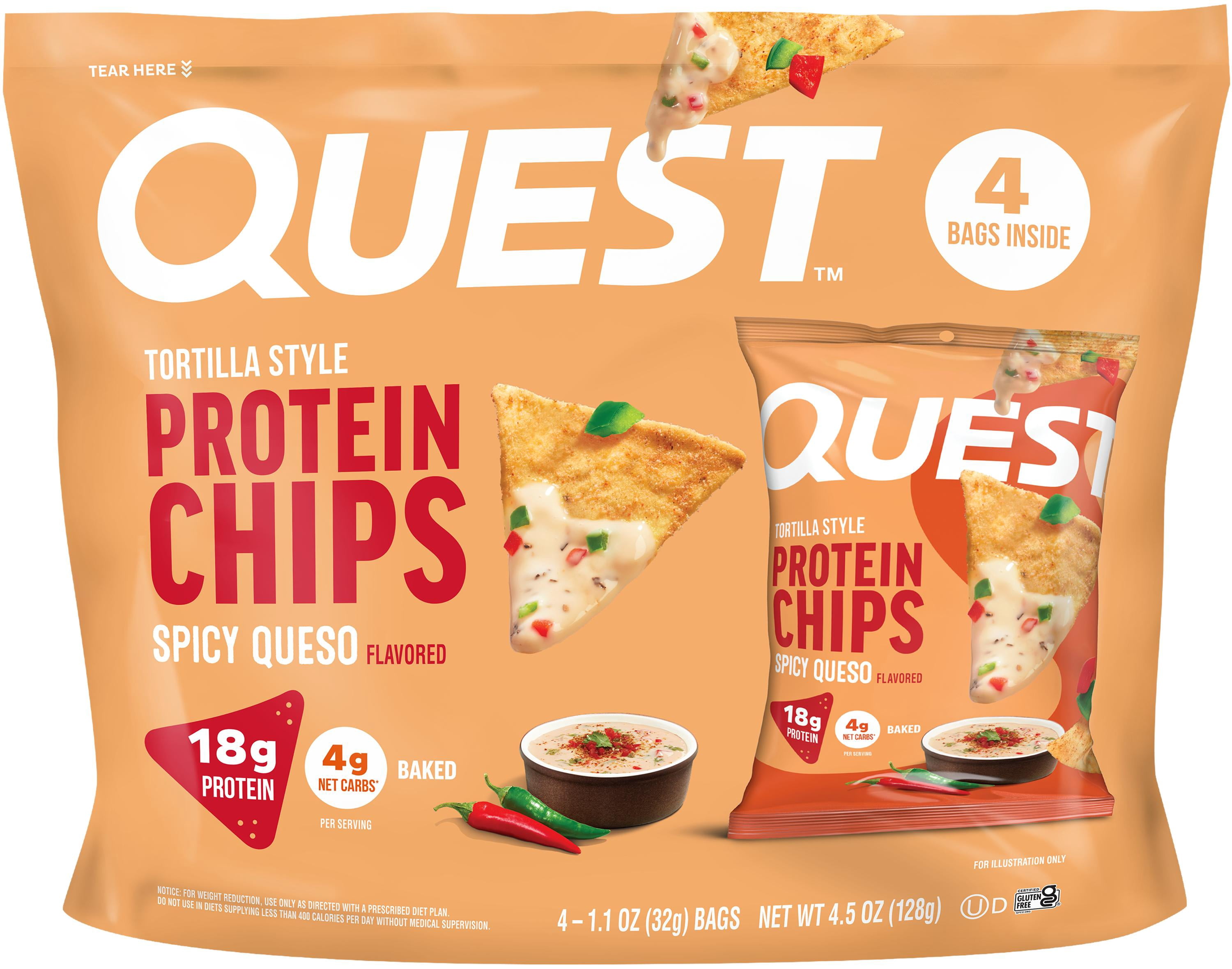 Quest Spicy Queso Flavored Tortilla Style Protein Chips, High