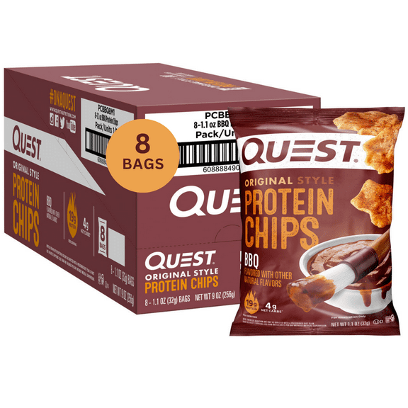 Quest Protein Chips, BBQ Flavored, High Protein, Low Carb, 8 Count