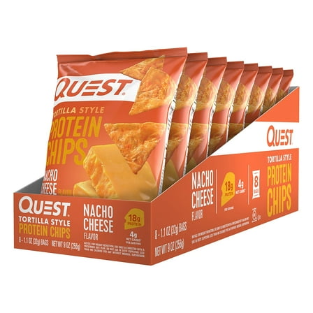 Quest Protein Chips Gluten Free Nacho Tortilla Chips 1.1 oz. 8 Bags/Pack (307-00241)